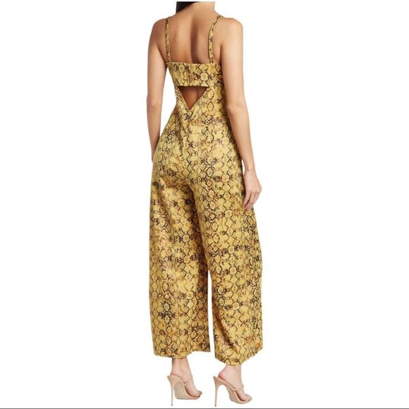 Current Air Yellow Snakeprint Wide Leg Jumpsuit M - Picture 2 of 12